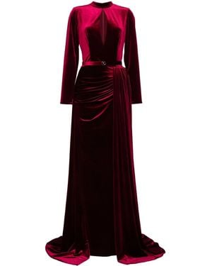 Saiid Kobeisy Velvet Long Dress - Red