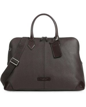 The Bridge Grained Leather Holdall Bag - Black