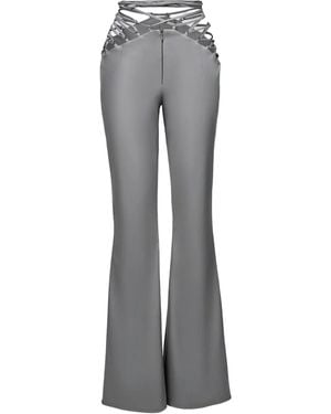 Lika Lace-Up Flared Pants - Grey