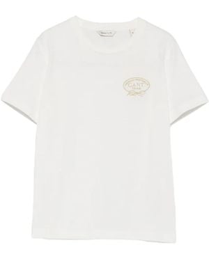 GANT Logo-Embroidered T-Shirt - White