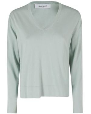 Gran Sasso V-Neck Long-Sleeve Jumper - Blue