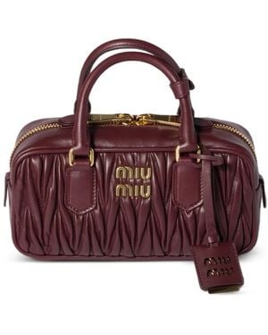 Miu Miu Arcadie Matelassé Leather Tote Bag - Purple