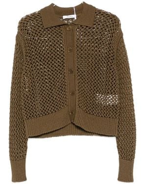 Max Mara Open-Knit Button-Up Cardigan - Green