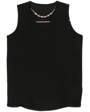 Fabiana Filippi V-neck Satin Top - ブラック
