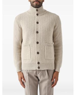 FILIPPO DE LAURENTIIS Ribbed-Knit Button-Up Cardigan - Natural