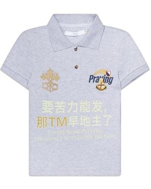 PRAYING Hard Work Graphic-Print Polo Shirt - White