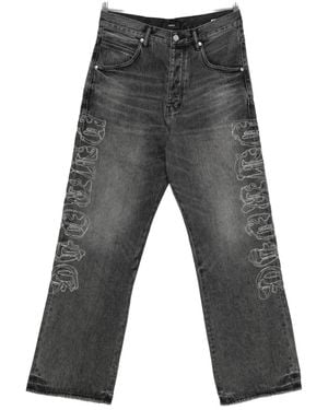 Purple Brand Embroidered Wide-Leg Jeans - Grey