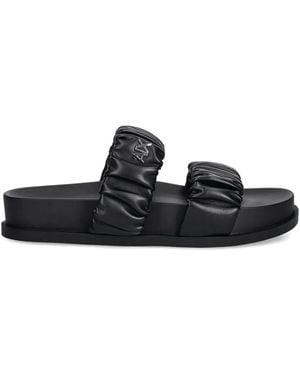 ARMANI EXCHANGE Logo-Plaque Sandals - Black