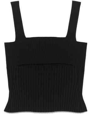 Nude Ribbed Tank Top - Black