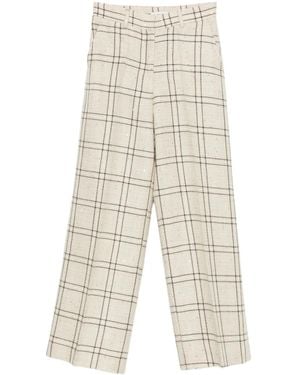Manuel Ritz Check-Print Sequin-Embellished Trousers - White