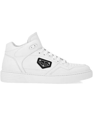 Philipp Plein Leather Hi-Top Trainers - White