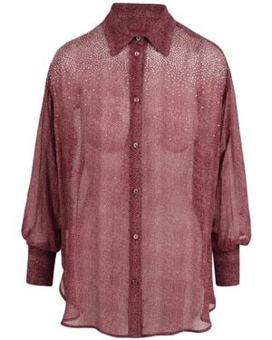 ERMANNO FIRENZE Sequin-Embellished Chevron-Print Shirt - Purple
