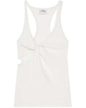 Courreges Twist-Detail Top With Deep V-Neckline - White