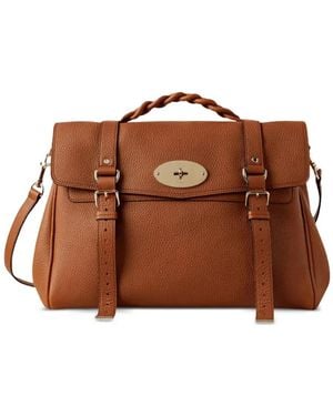 Mulberry Braided-Handle Leather Tote Bag - Brown