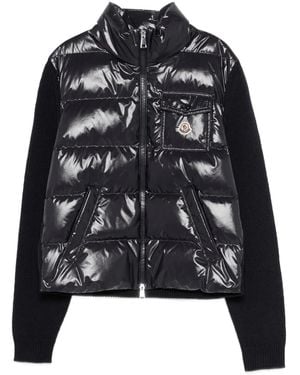 Moncler Padded Knitted-Panels Jacket - Noir