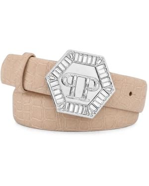 Philipp Plein Ceinture Cocco En Nubuck - White