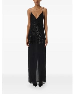 Blumarine Georgette Lace Embroidered Dress - Black