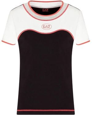 EA7 T-Shirt Met Colourblocking - Zwart
