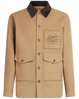 Etro Pegaso-Embroidered Cotton Jacket - Natural