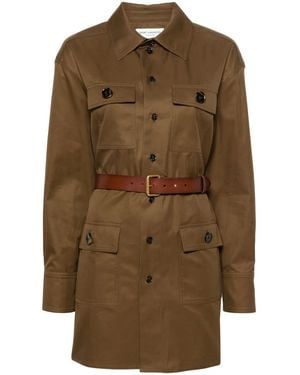 Saint Laurent Saharienne Belted Shirt - Green