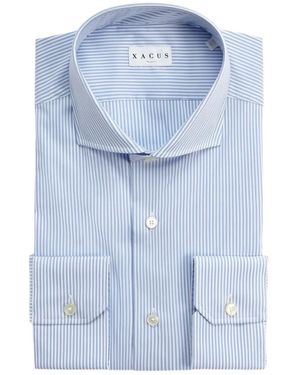 Xacus Striped Button Shirt - Blue