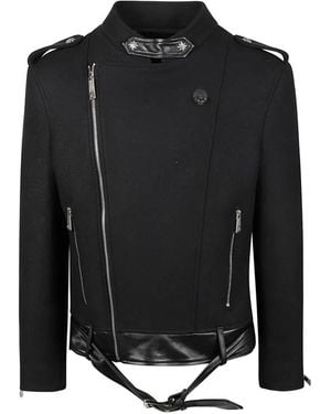 John Richmond Leather-Trimmed Jacket - Black