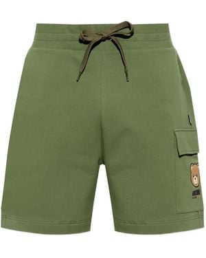 Moschino Shorts Cargo Con Logo Teddy - Verde