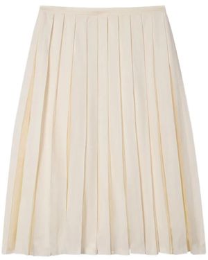 Paul Smith Ecru Cotton-Silk Organza Pleated Skirt - White