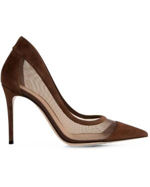 Gianvito Rossi Suede Mesh Pumps - Brown