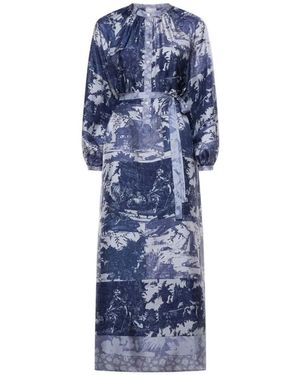 Pierre Louis Mascia Aloe Floral-Pattern Midi Dress - Blue