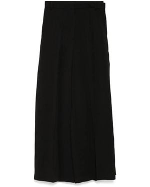 Pushbutton Side Folded Wide Trousers - Black