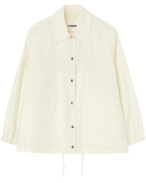 Jil Sander Logo-Print Cotton Shirt Jacket - White
