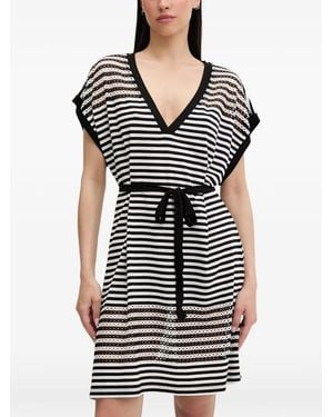Liu Jo Striped Belted Mini Dress - Black