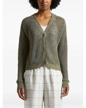 Peserico Metallic-flecks Long-sleeves Cardigan - グリーン