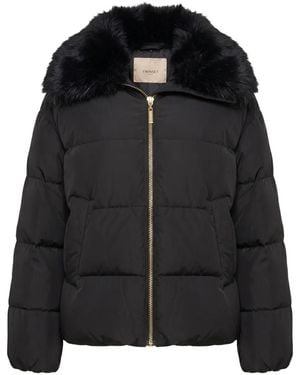 Twinset Faux Fur-Collar Zip-Up Puffer Jacket - Black
