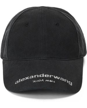 Alexander Wang Crystal-Logo Twill Cap - Black