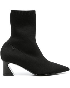 Patrizia Pepe Knitted 60Mm Leather Ankle Boots - Black
