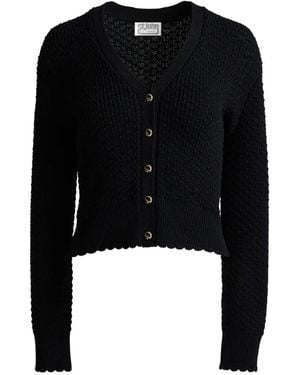 St. John Crepe Knit Cardigan - Black