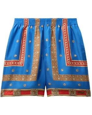 Versace Short Imprimé En Soie - Blue