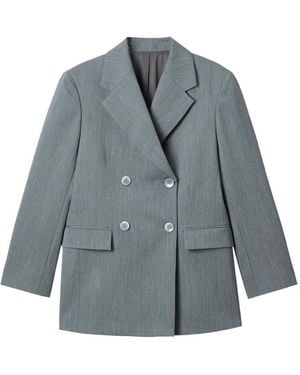 Enfold Double-Breasted Wool Blazer - Grey