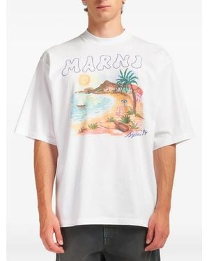 Marni Beach Print T-Shirt - White