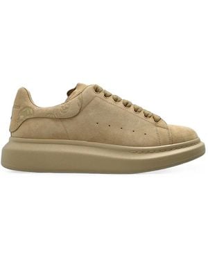 McQueen Skull-Print Leather Sneakers - Brown