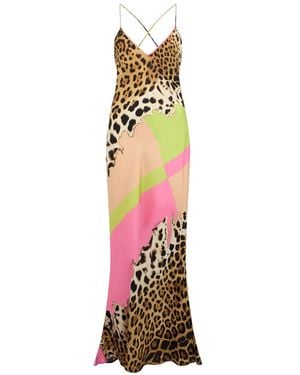 Roberto Cavalli アニマルプリント マキシドレス - メタリック