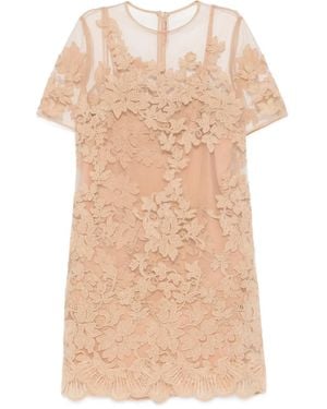 Ermanno Scervino Robe Courte À Fleurs En Dentelle - Neutre