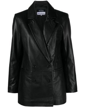 Reformation Veda Dalia Leather Blazer - Nero