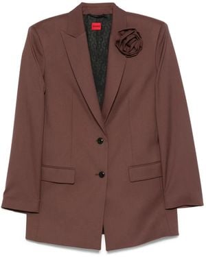 HUGO Rose-Embellished Blazer - Brown