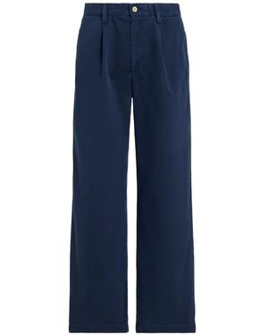 Polo Ralph Lauren Pleated Cotton-Blend Relaxed Pants - Blue