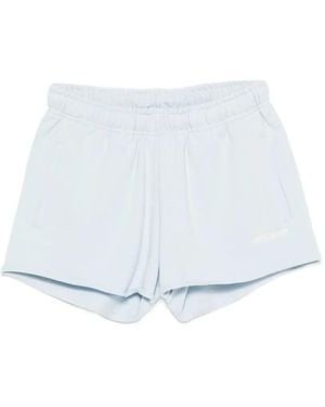 WRSTBHVR Itia Logo-Embroidered Raw-Edge Shorts - White
