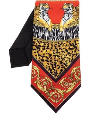 Versace Mix-Print Tie - Brown