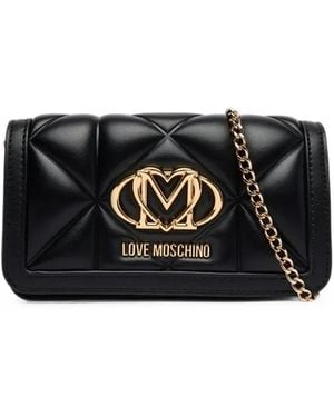 Love Moschino Quilted Logo-Plaque Crossbody Bag - Black